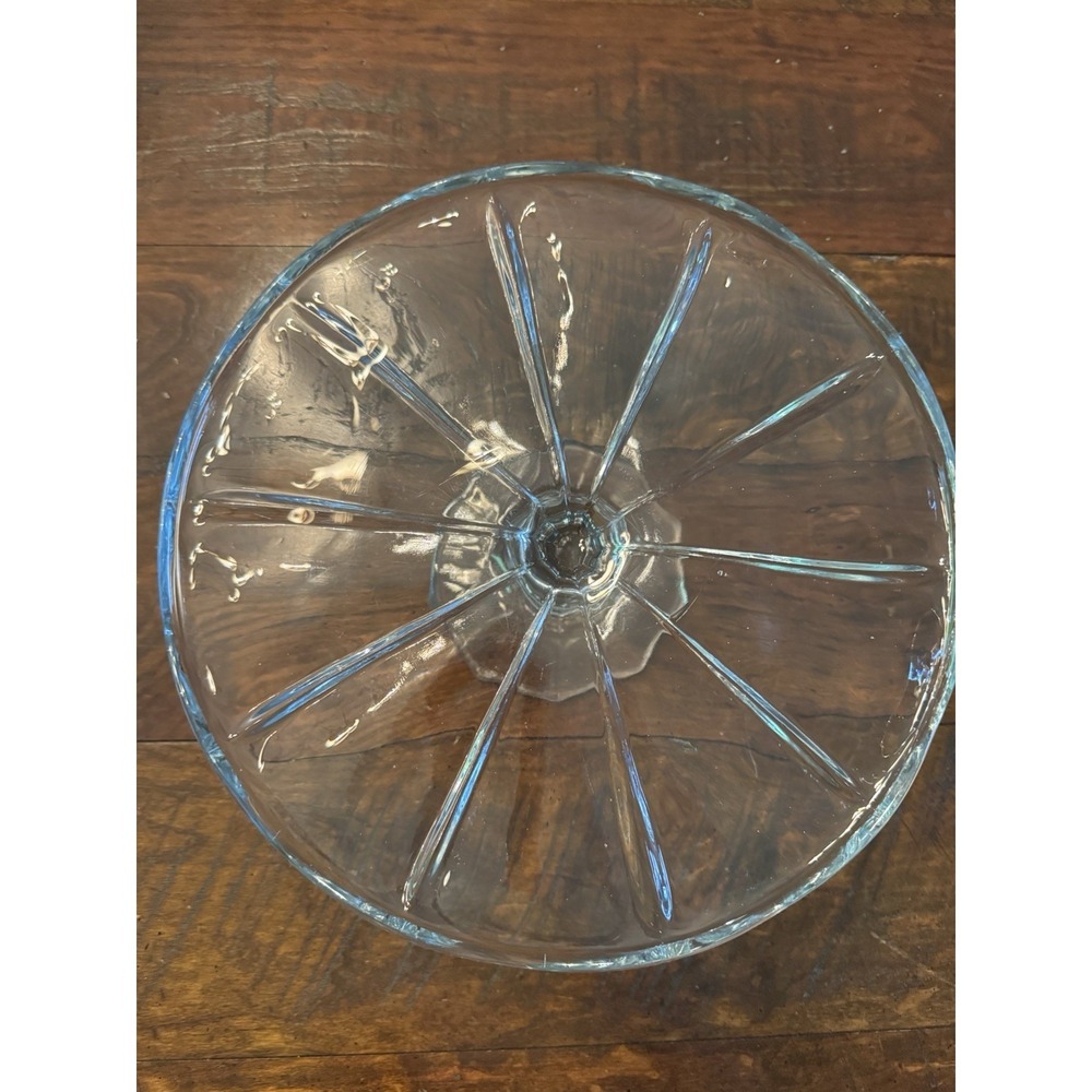 Vintage‎ Clear Glass Pedestal Cake Stand 10 Inch Petal Pattern Dessert Server